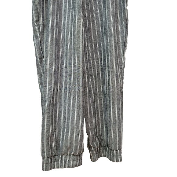 Drew Pinstripe Jumpsuit Gray Large Sleeveless Scoop Drawstring Pockets Jogger - Picture 8 of 10